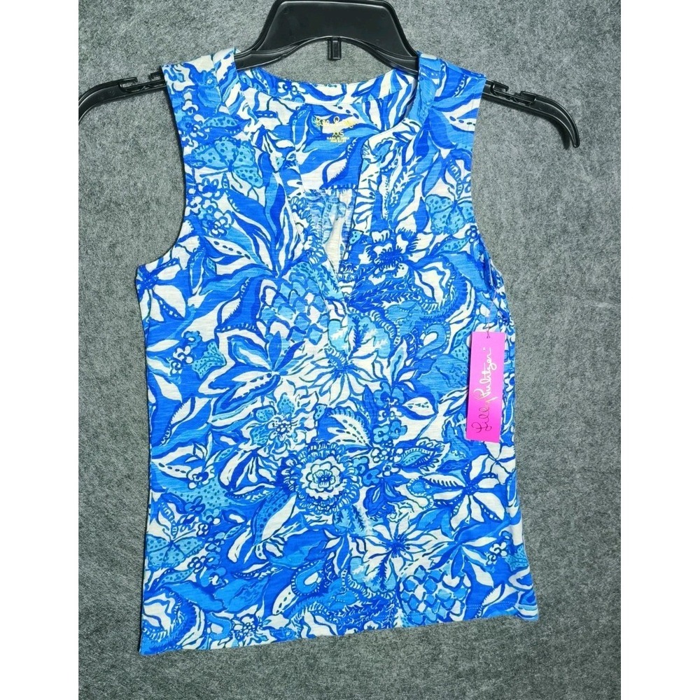 Lilly Pulitzer Tank Top Dev Knit Top‎ Blue Peri Turtley Awesome Size  XXS New